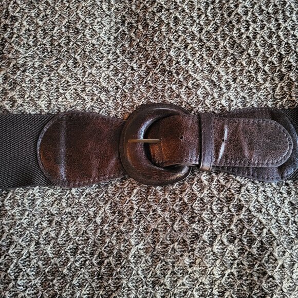 a.n.a.  knit belted sweater dress or tunic, brown/beige, size large - Picture 5 of 7